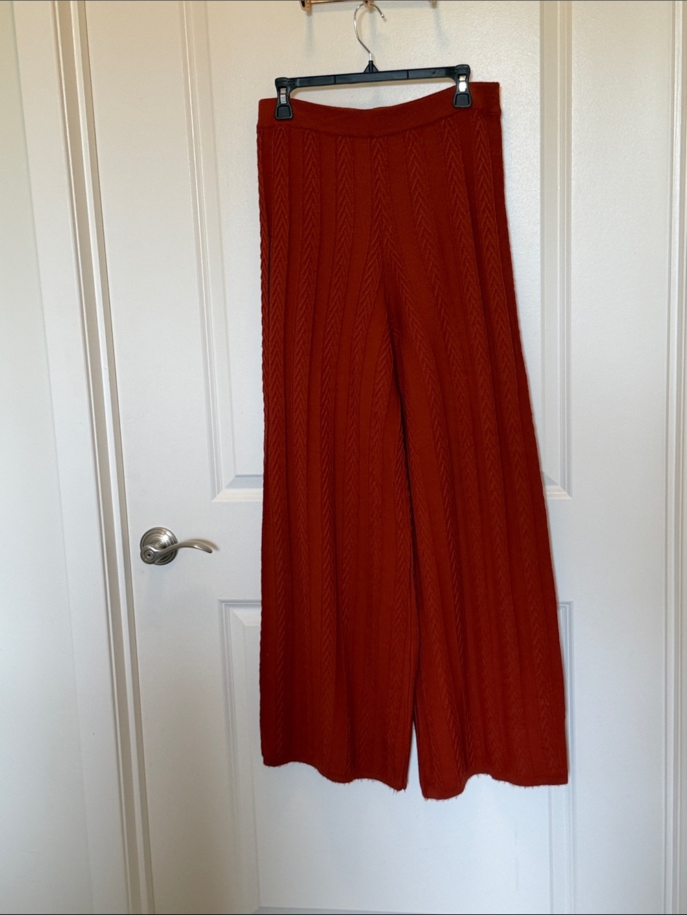 Anthropologie Rust Wide-Leg Cable Knit Pants (part of set)